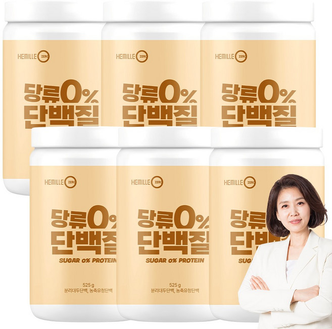 헤밀레 당류0% 단백질 프로틴 쉐이크 단백질 27g 누룽지맛, 6개, 525g