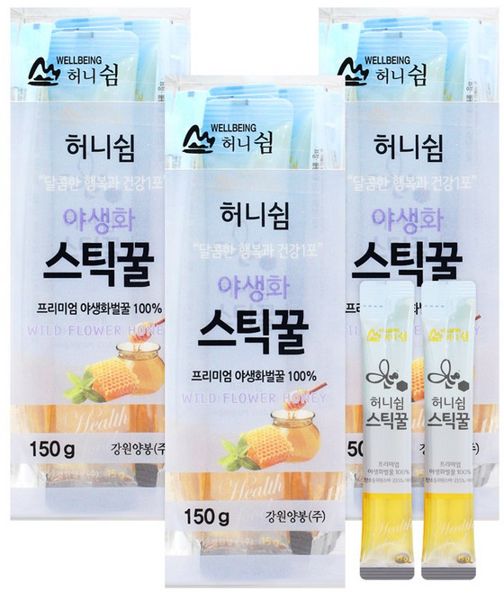 허니쉼 스틱꿀 야생화벌꿀 15gx30개, 1개
