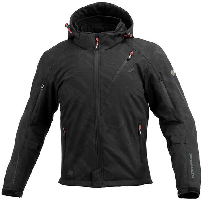 KOMINE 바이크용 재킷 프로텍트 소프트쉘 윈터 파카 IFU JK5792 075792 네오 블랙 마블 XL