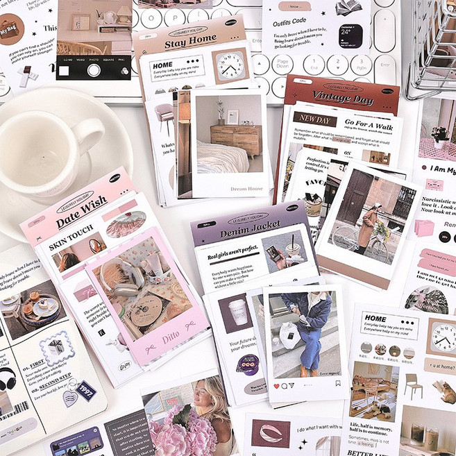 올리브파티 홀리데이컬렉션 시리즈 포토 감성 다꾸 빈티지 스티커 20p 세트, 블루+베이지+브라운+핑크, 4개