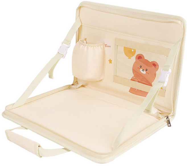 차량용 접이식 카시트 트레블백 뒷자리 수납, 베이지 곰돌이(베어), 1개