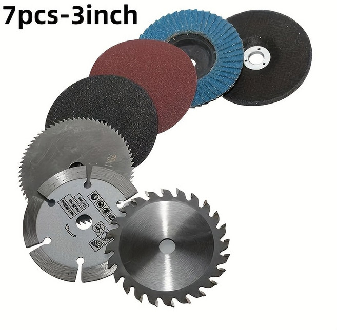 75mm 연삭 디스크가 된 cut3인치 원형 톱날 세트 7개 - 체인 톱 디스크 블레이드를 한 내구성 있는 강철 구조 Me, 3in 7Pcs