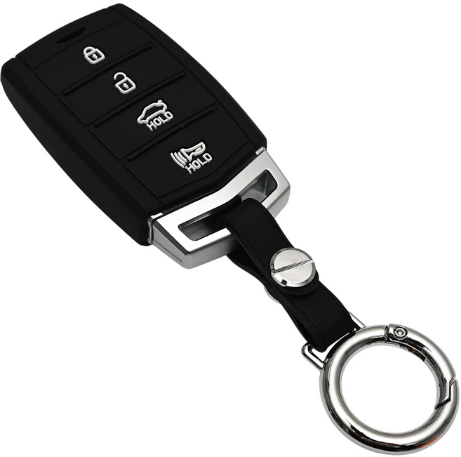 현대 G90 G80 EQ900 호환 스마트키 실리콘 차 키케이스 리모컨 키링 키홀더 키커버, 4버튼_S36_SS1, 블랙
