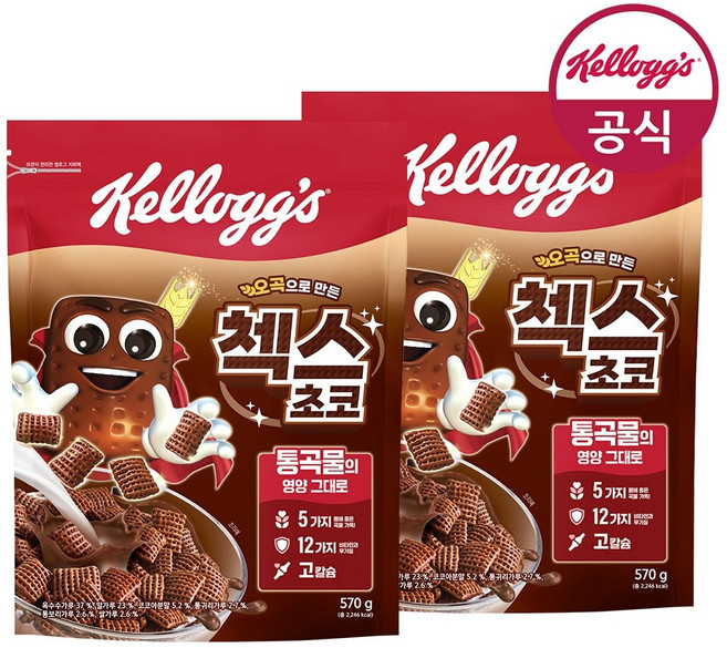 [켈로그] 시리얼 첵스초코 570g x 2개 + 운빨존많겜 L홀더