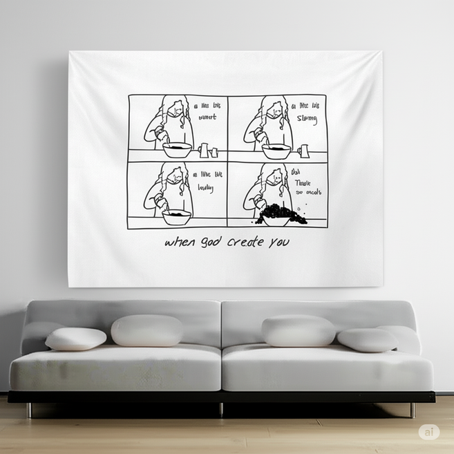 데이루프 심플 일상 드로잉 태피스트리 패브릭 포스터 가로형 15종, 완벽한 레시피 GT5693