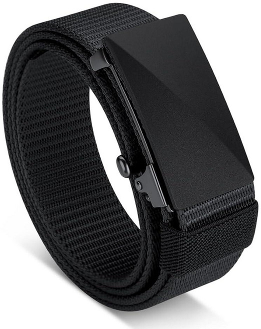 VANNANBA 남성용 나일론 래칫 벨트 자동 조절 가능한 버클 골프 청바지 캐주얼용 내구성 있는 블랙. 153580