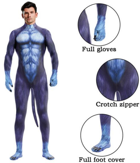 할로윈 코스튬 코스프레 옷 섹시 의상 Zawaland 늑대 허스키 정장 파티 역할 놀이 복장 풀 커버 애완 동물 꼬리가 달린