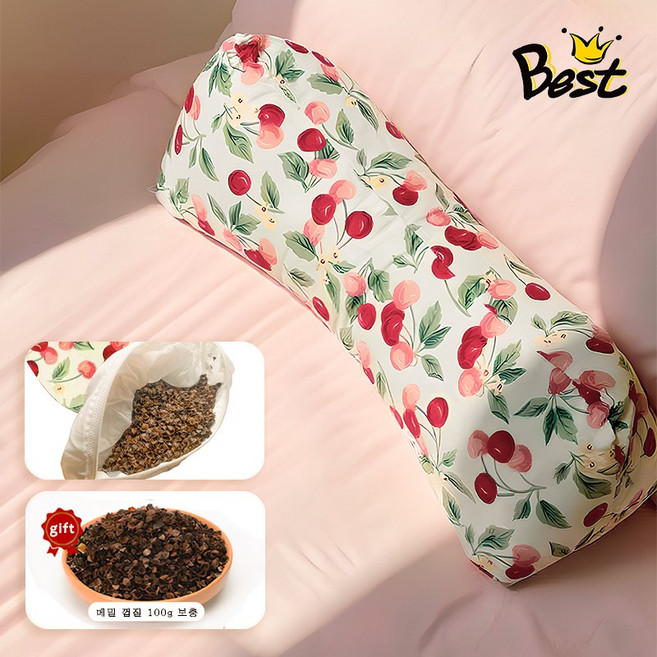 Woderful live 메밀베개 경추베개 메밀 피그먼트 경추 편백 경추목베개 목침베개 수면베개 일자목베개, 1개, 핑크 체리