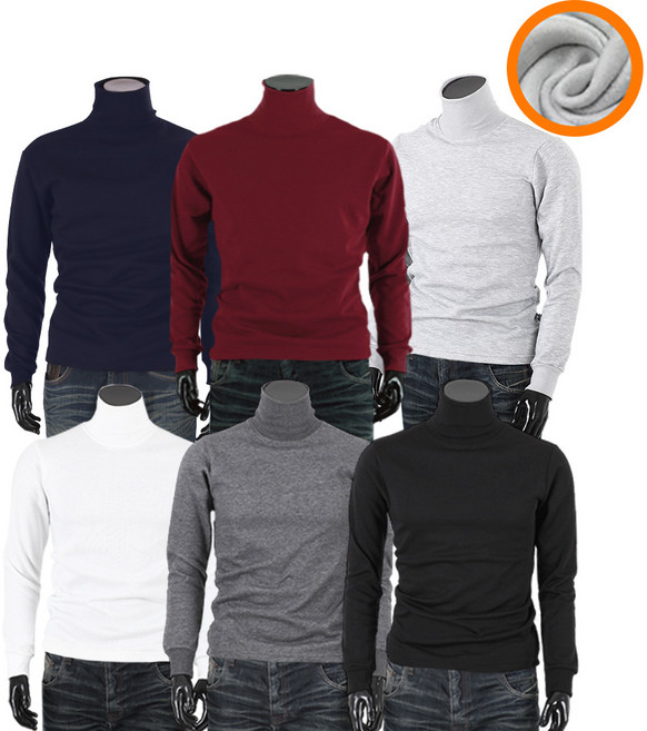 제네브(ZENEVE) 남여공용 국내생산 S~3XL 기모 긴목폴라 티셔츠