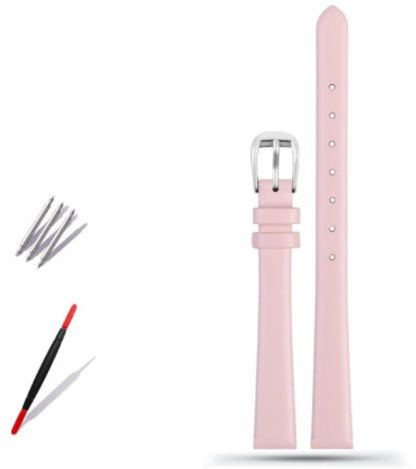 부드러운 Geunine 가죽 시계 밴드 여성용 스트랩 6mm 8mm 10mm 12mm 14mm 소형 너비 첫 번째 레이어 소 가, 69)A pink silver, 1개