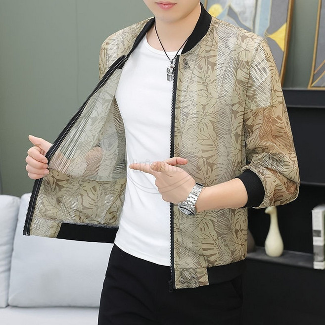 Krismile남성 시스루 집업 자켓 자외선차단 여름 가디건 경량 점퍼 빅사이즈 망사 코트 펀칭 아우터4/11Krismile