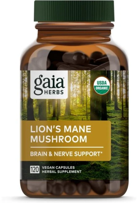 Gaia Herbs 가이아 허브스 라이언스 메인 버섯 - 뇌 및 신경 건강 지원 40개 비건 캡슐, 1개, 120정 - 쿠팡