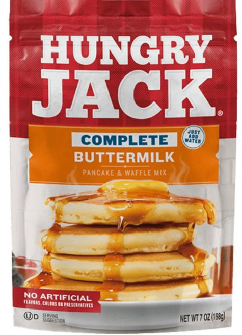 Hungry Jack 팬케이크 와플 믹스 가루 헝그리 잭 버터밀크 7온스 12팩, 198g, 1개
