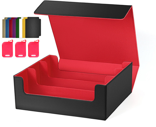 바실리스크 포켓몬카드 TCG 스포츠 유희왕 3라인 덱 카드 보관함, 1개, 블랙&레드