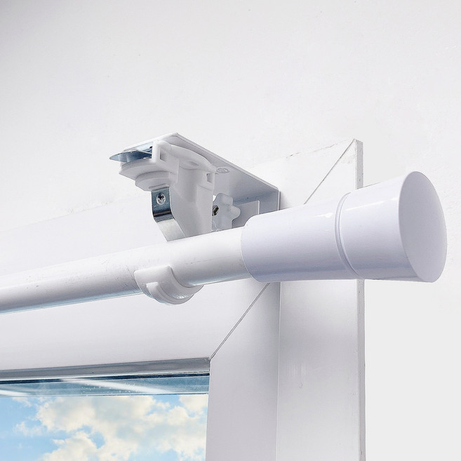 [굿즈팡팡] 못 없이 다는 커튼 봉 못없는커튼봉 안뚫어고리 + 봉브라켓, 화이트 1세트(3개구성), 1개