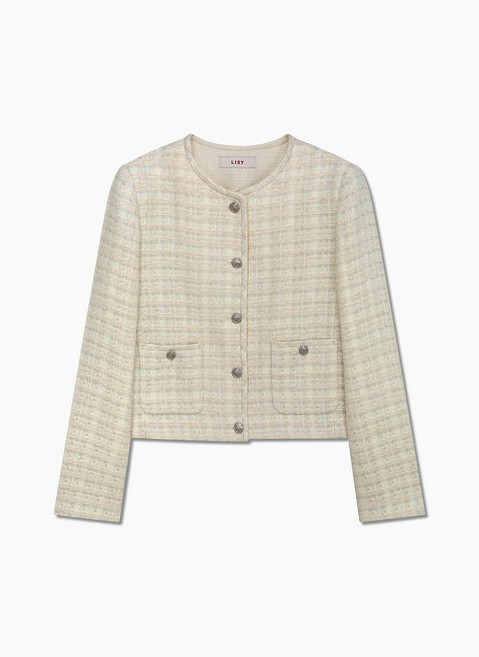 리스트 트위드 라운드넥 크롭 자켓TWWJKQ52050 TWWJKQ52050-PDJ