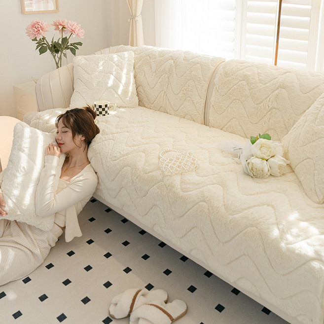 Cozy Aura 겨울용 극세사 양털 밍크 논슬립 쇼파패드 2 3 4인용