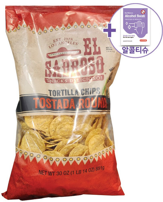 코스트코 스낵킹 엘로우콘 토티야칩스 851G + 더메이런알콜티슈, 1개
