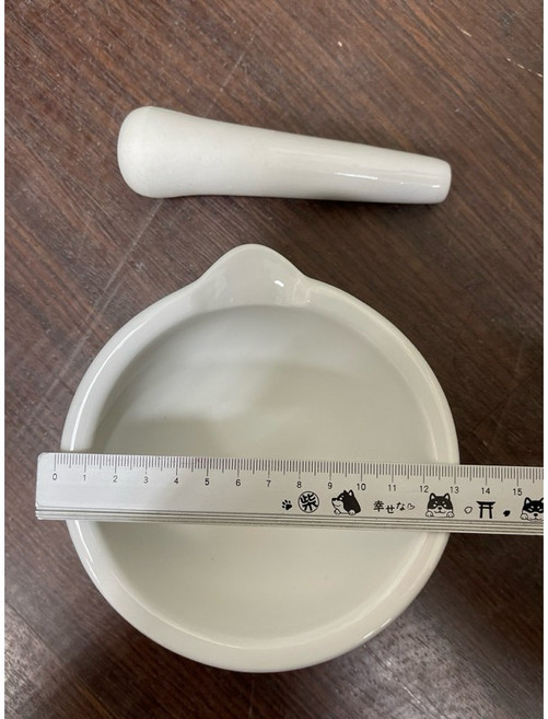 乳缽附杵 實驗室器材 磨藥 搗藥器 研缽 藥缽 磨粉 磁乳缽, 1個, 4吋(約12CM) 乳缽+搗藥棒