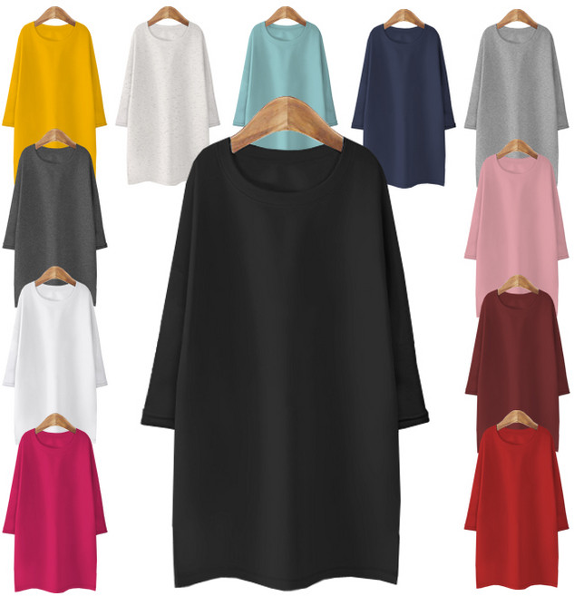 SP2548 칠부소매롱티 44~77까지 무지 루즈핏 특양면 엉덩이길이 빅사이즈