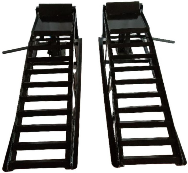 차량 리프트 정비 정비용 타이어 리프팅 스탠드 1.5톤 자동차 경사로 유압 철제 지지대, 1쌍