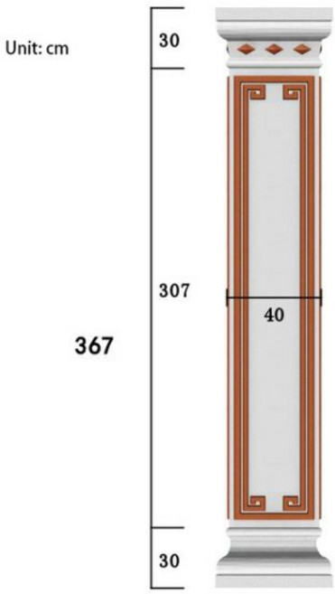 로마 기둥 몰드 중국 사각형 기둥 빌라 문짝 시멘트 로비 마당 모양 건물 템플릿, D40H367, 1개