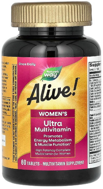 네이처스웨이 Ultra Multivitamin 얼라이브 Alive 여성용 종합비타민 60정, 1개