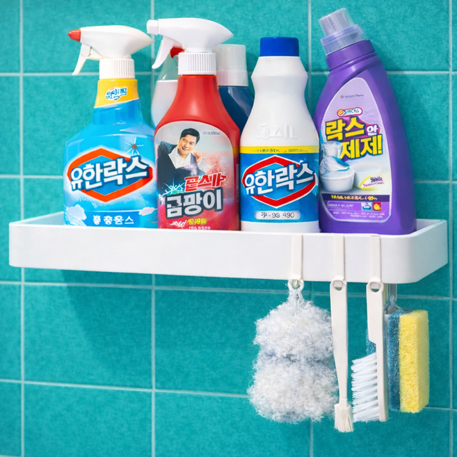 루이자몰 무타공 욕실선반 다용도 거치대, 1개, 화이트