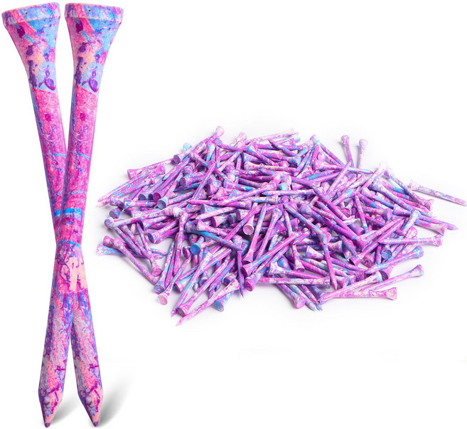 지칸디 대나무 눈금표시 골프티 우드티 나무티 티꽂이 100p, 100개, 퍼플