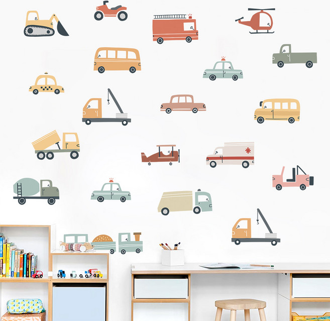 태쓰 아이방 꾸미기 인테리어 벽 데코 스티커, 자동차