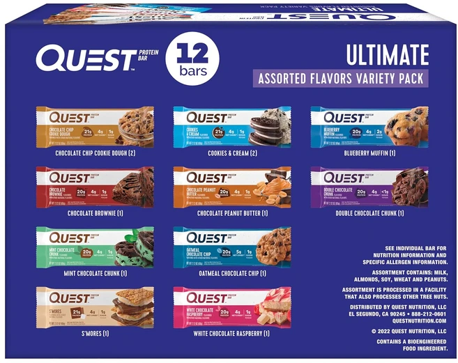 퀘스트 뉴트리션 프로틴바 단백질바 얼티밋 버라이어티 팩 60g 12개입, 1세트 - 쿠팡