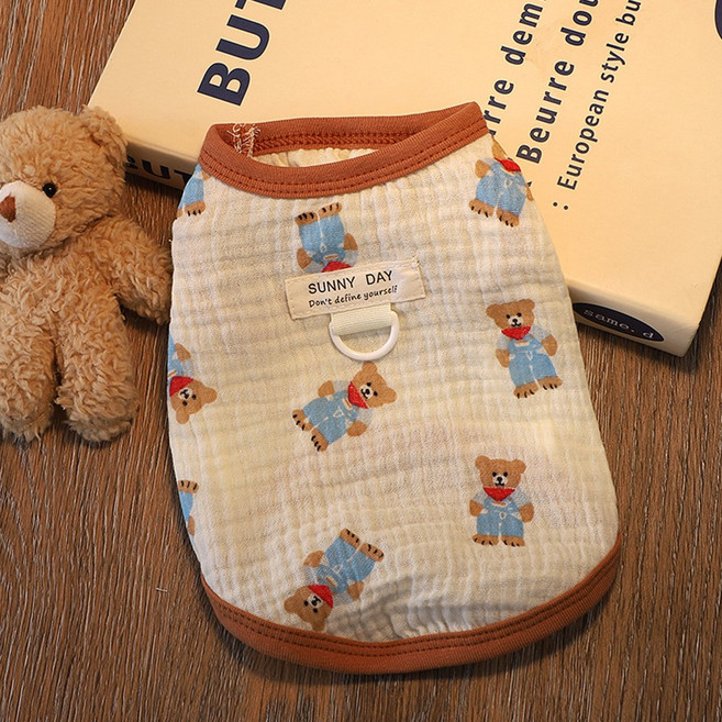 펫먼트 반려동물 코튼 나시 티셔츠, 1개, 곰돌이