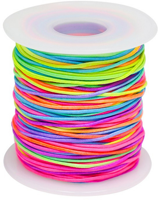 디어플레이스 탄성 고무줄 팔찌 염주 만들기, 1개, 18 네온믹스 45m_1.2mm