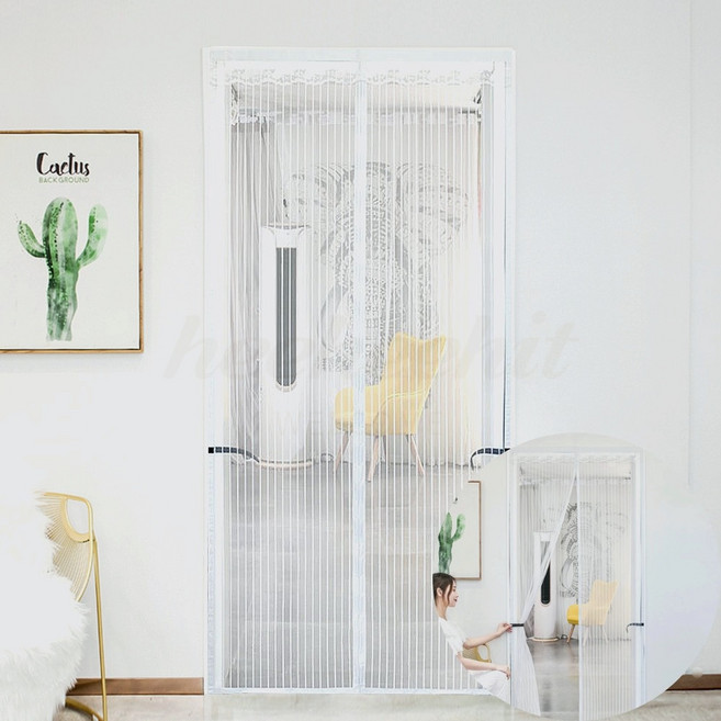 히히힛 줄무늬 방문 방충망 90x200cm 화이트 도어모기장