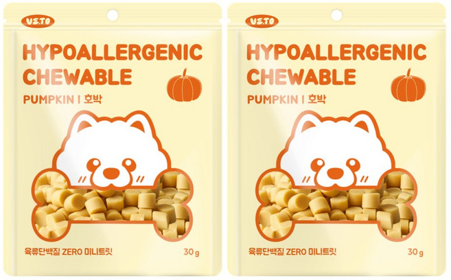 비토 비건 트릿 강아지 노즈워크 저 알러지 훈련 칭찬 다이어트 간식, 단호박맛, 30g, 2세트