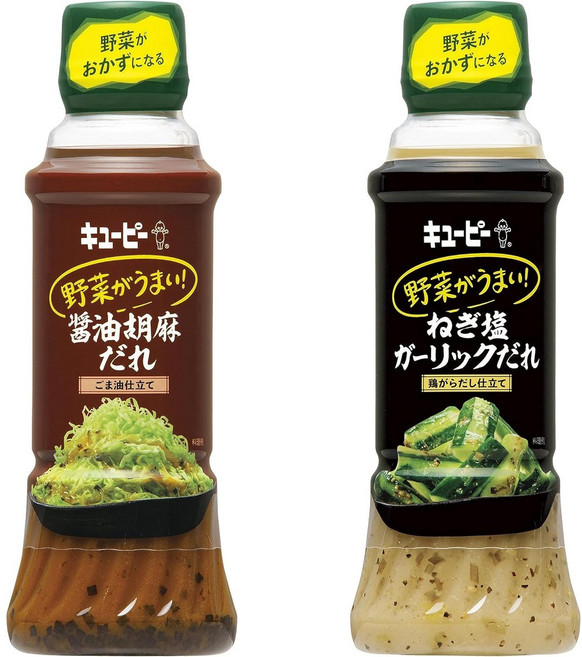 kyuppy dressing 일본직구 큐피 야채 맛있어요 2종 모둠세트(간장참깨소스 파/파소금 마늘소스), 사이즈, 1개