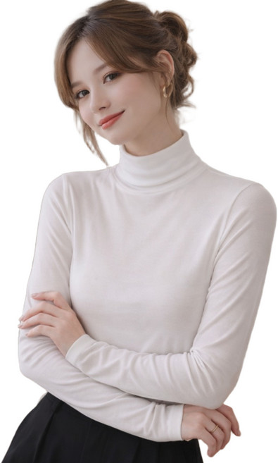 MS HOME 여성 모달 반목 폴라 이너 티셔츠 긴팔