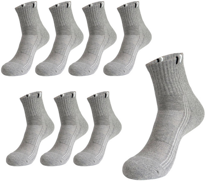 PRS 남성용 빅사이즈 큰발 스팟 중목 스포츠양말 8켤레, 그레이 8족