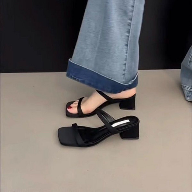 AURALA 여성용 여름 베이직 발편한 슬리퍼힐 여성 데일리 가볍고 슬리퍼 샌들 5cm