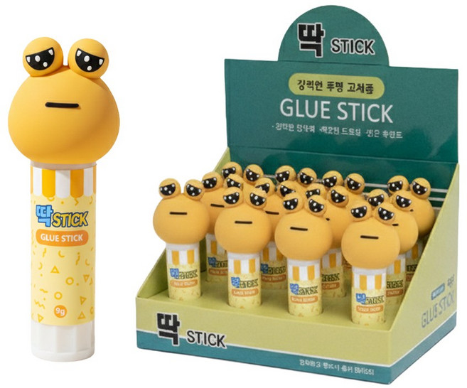 좋은쓰임 귀여운 캐릭터풀 고체풀 딱스틱, 포우 12개, 1세트, 9g