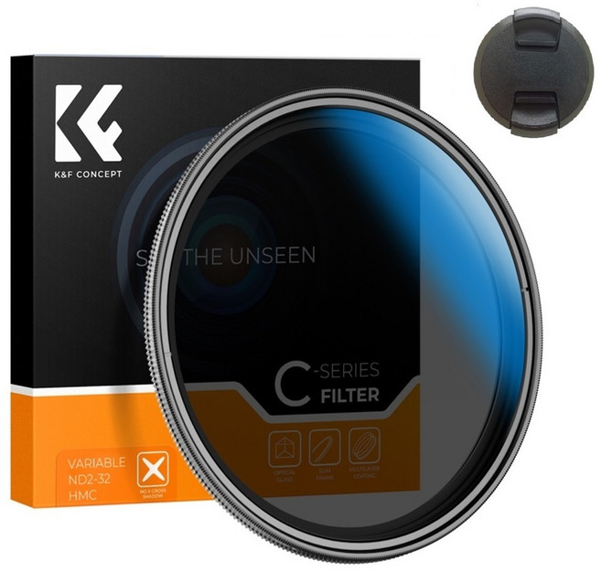 K&F Concept 58mm NANO-C HMC (블루코팅) ND2-32 가변 ND 필터 (캡포함) AGC Japan Glass ND2-ND32 Fader Filter + Cap, 1개