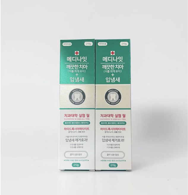 치과대학 실험 필 치약 메디나잇 깨끗한치아+입냄새, 200g, 2개