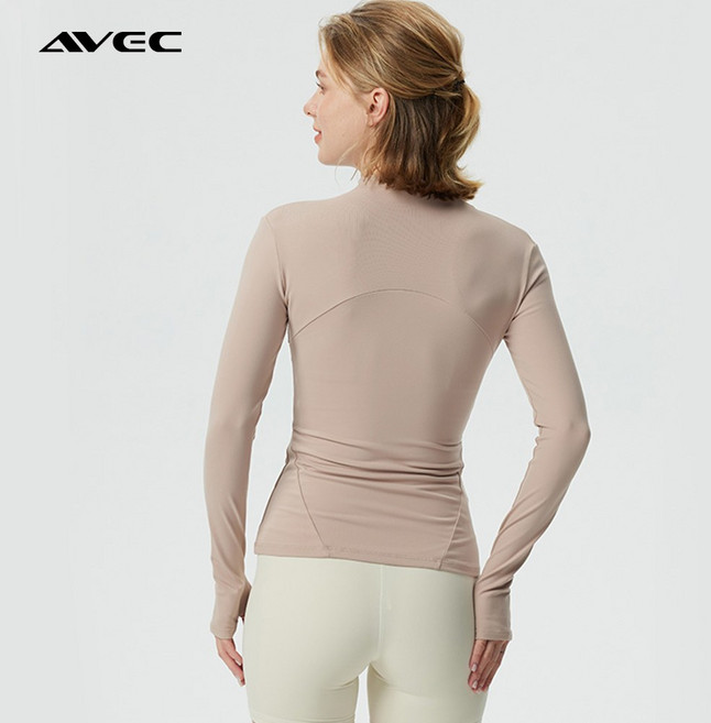 AVEC 슬림핏 필라테스 요가 집업 긴팔 상의 운동복