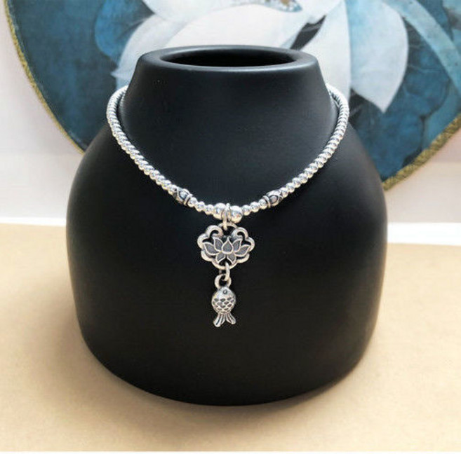 라오농 로터스 은발찌 작은물고기 초재나복 운수 좋은 평안 팔찌+d2508LL