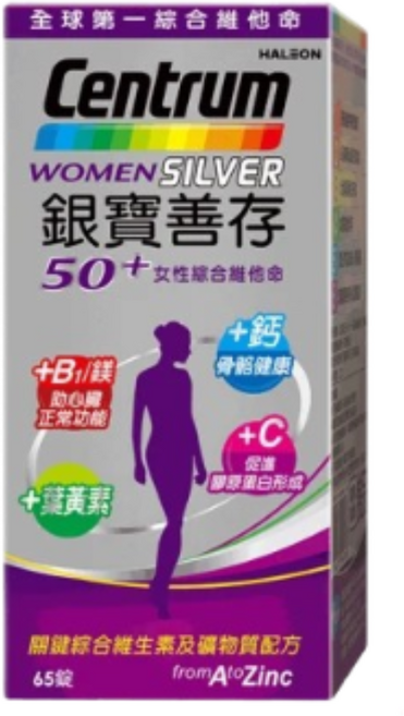 Centrum 銀寶善存 50+ 女性綜合維他命 65錠, 1盒, 65份