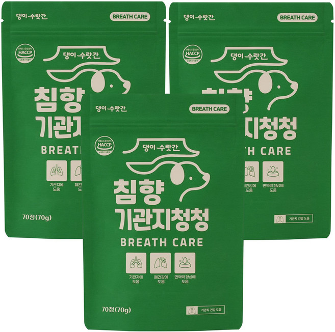 댕이수랏간 강아지 기관지영양제 침향 기관지청청, 70정, 호흡기/기관지, 3개