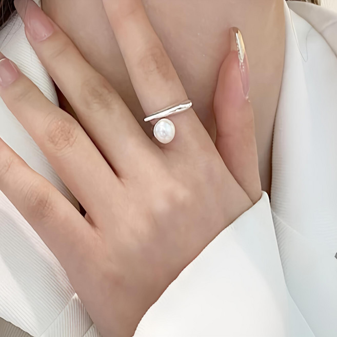 웰리나 진주 오픈링 여성 반지