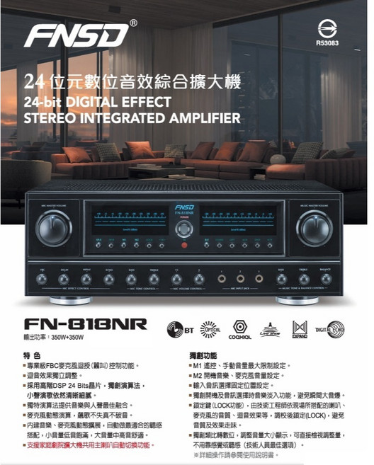 FNSD FN-818NR 24位元數位綜合擴大機, 1個