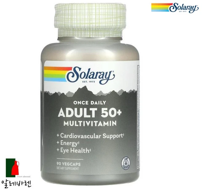 솔라레이 50세 이상 성인용 종합비타민 매일 1회 복용 베지 캡슐 90정, 1개 - 쿠팡