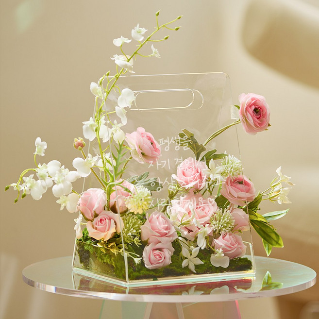 리비트 장미 플라워백 여자친구 생일선물 100일 1주년 기념일, 1개, M